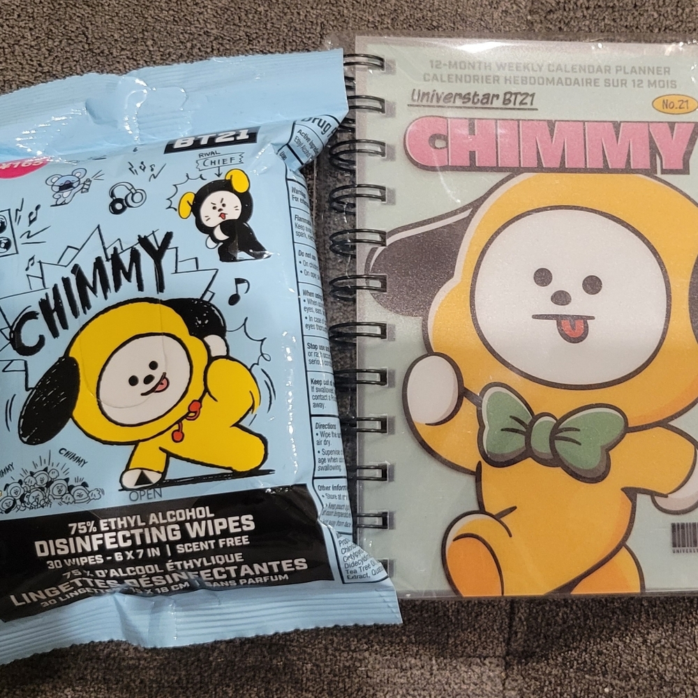 Bt21 chimmy weekly calendar and hand sanitizer wipes